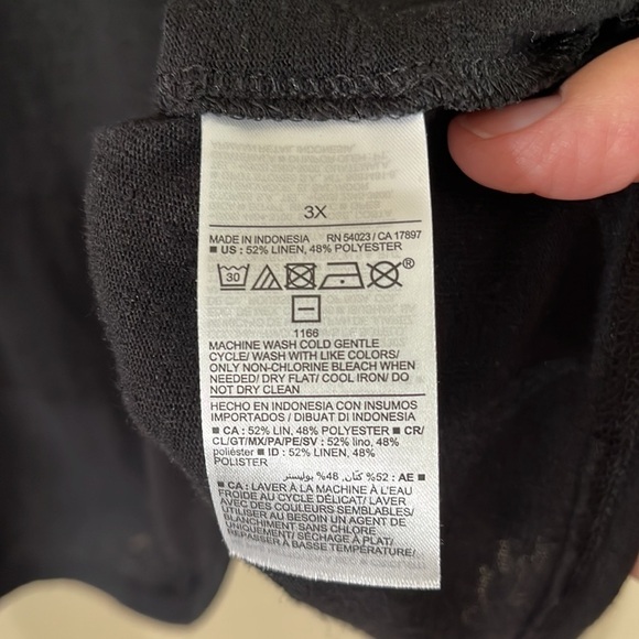 Old Navy size 3X black flutter sleeves deep scoop neck lightweight linen blend - Picture 5 of 14